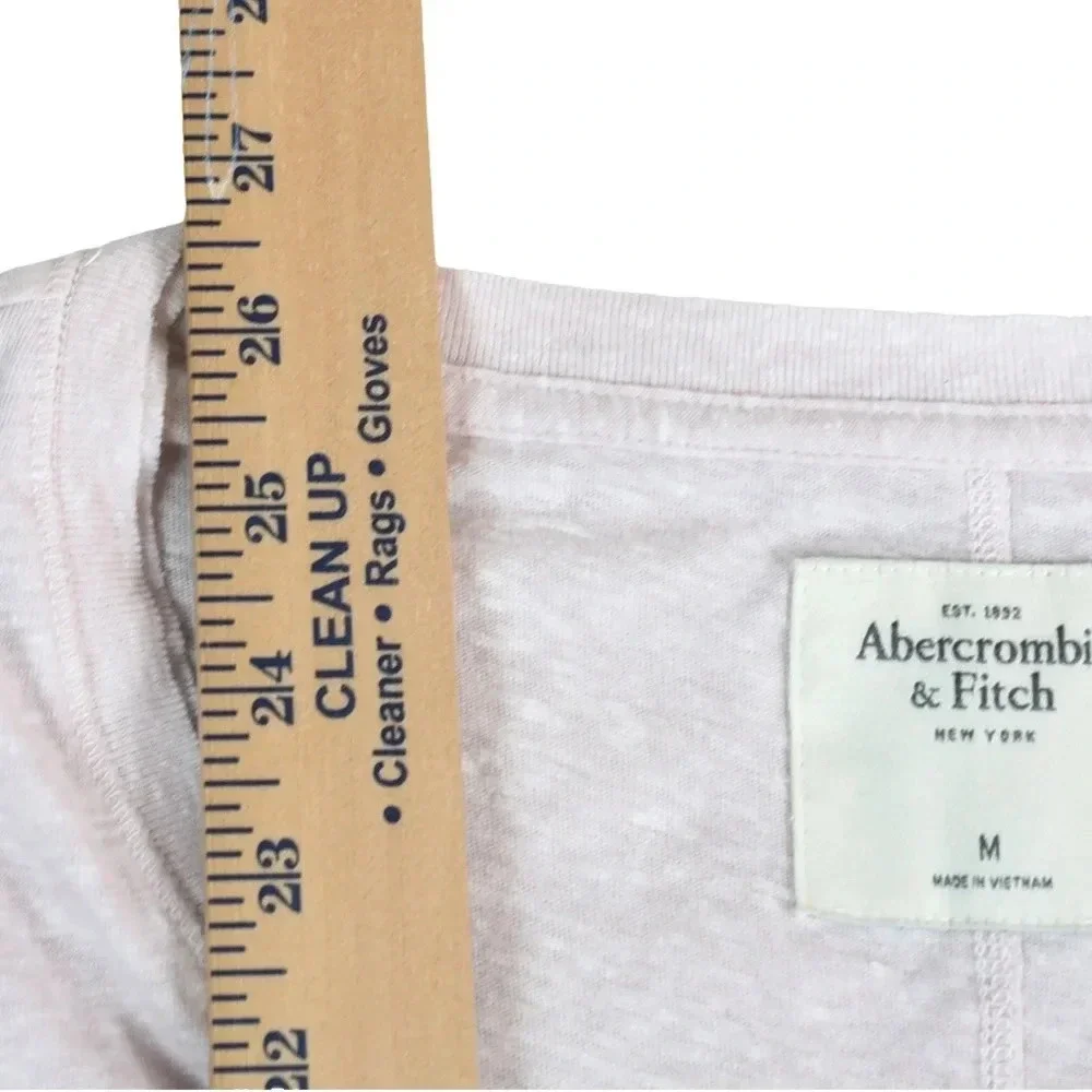 Abercrombie & Fitch || Soft Sheer Baby Tee Light Pink Slub V Neck Moose Preppy M